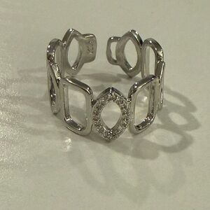NEW!! Fully adjustable sterling silver plated open work ring